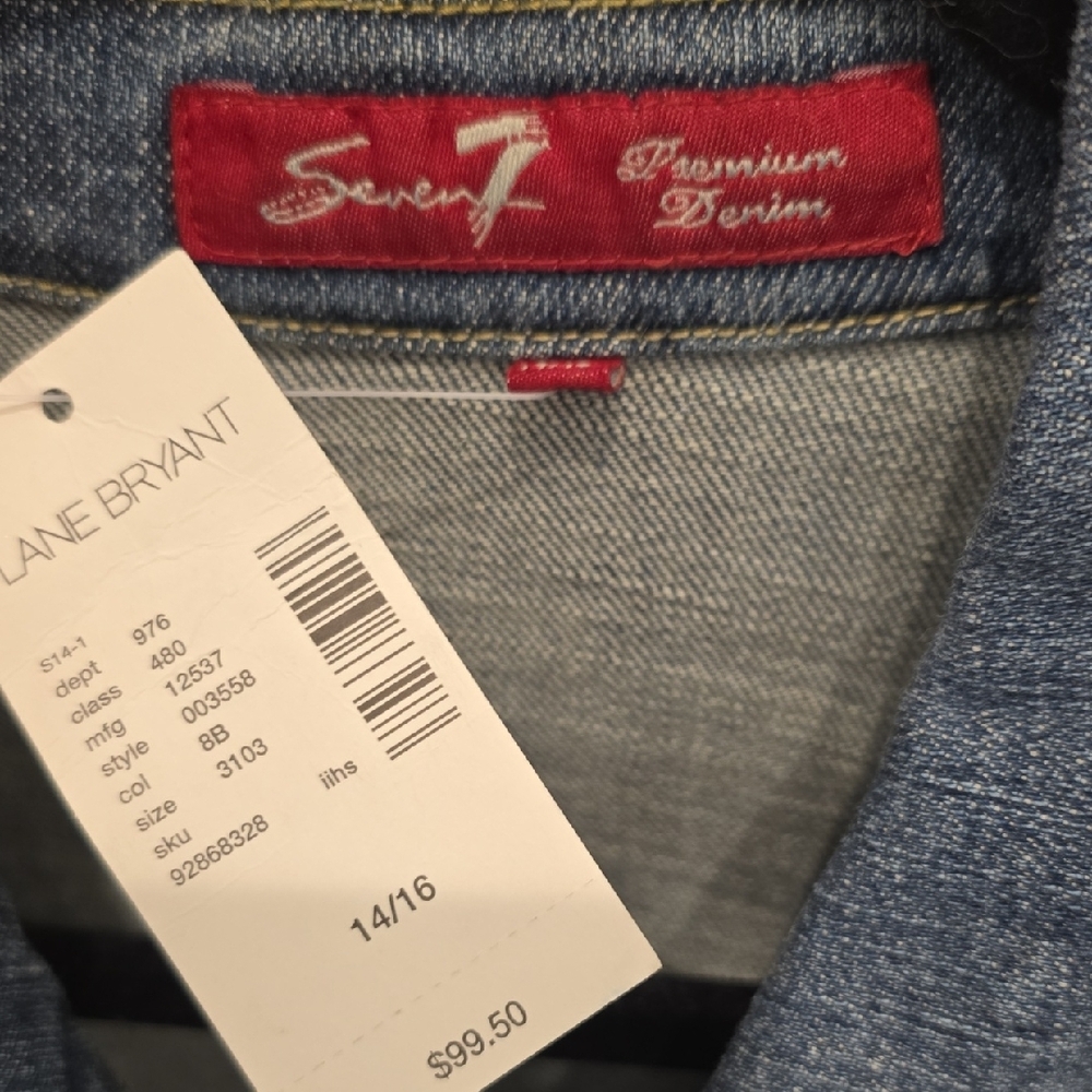 NWT VINTAGE Seven7 Blue Jean Jacket SIZE 14/16 - Picture 2 of 6